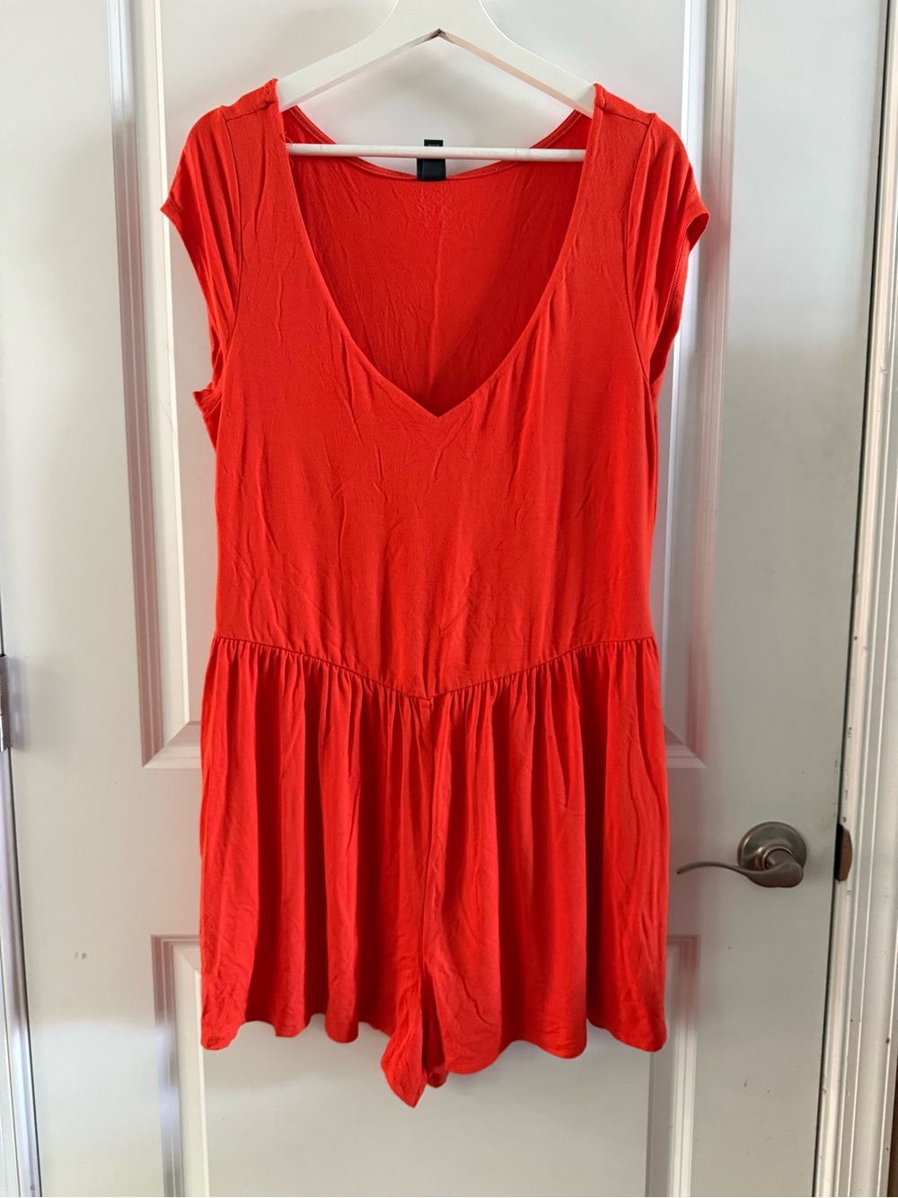 wild fable Bright Orange Red V-Neck Short Sleeve Romper